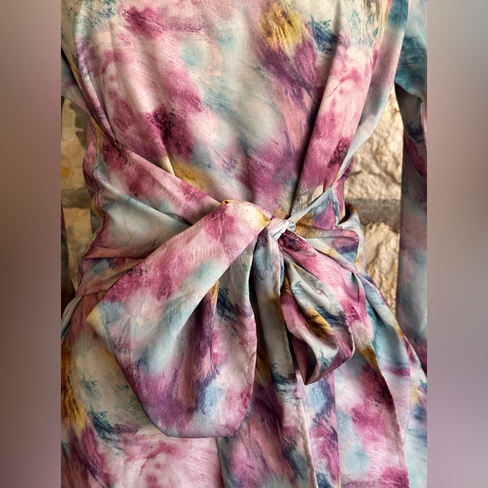 Verona Blue & Purple Bow Tie Blouse - Picture 3 of 16